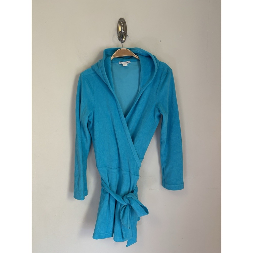 Diane Von Furstenberg Terry Cloth Beach Wrap Blue Preppy Resort Vacation Medium